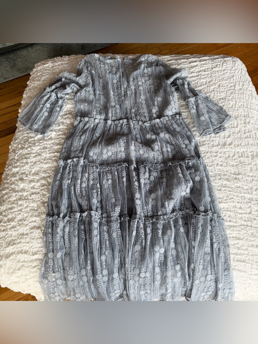 Sundance Dusty Blue Lace Tiered Midi Dress Size Large - Picture 12 of 12